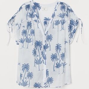 Desmond Dempsey x H&M Limited Edition Blue and White Palm Tree Blouse